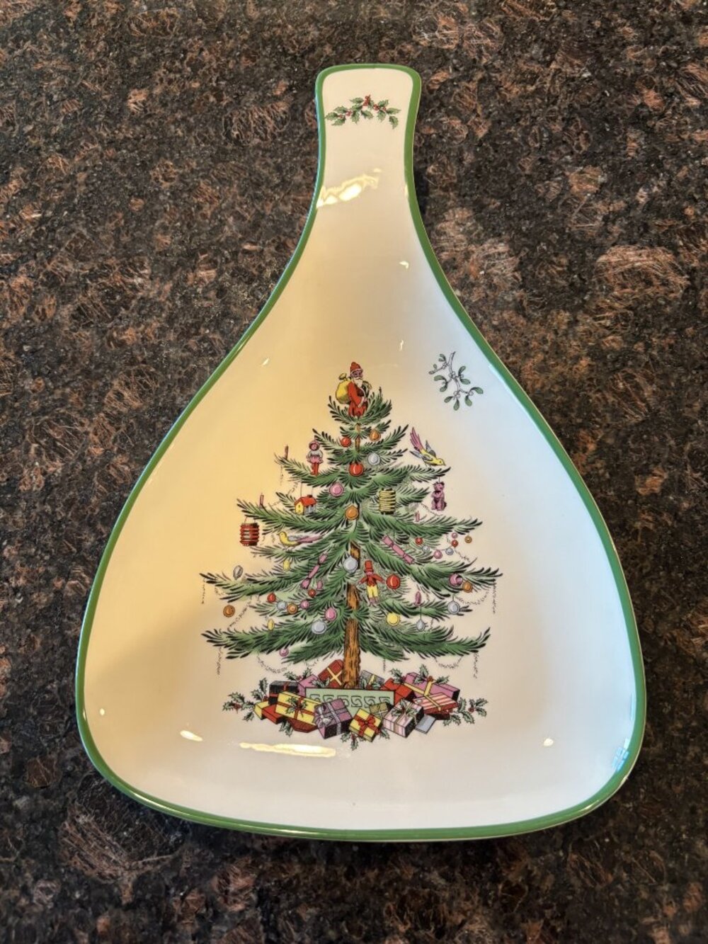 NWT Spode Christmas Tree Large Handled Paddle Dish